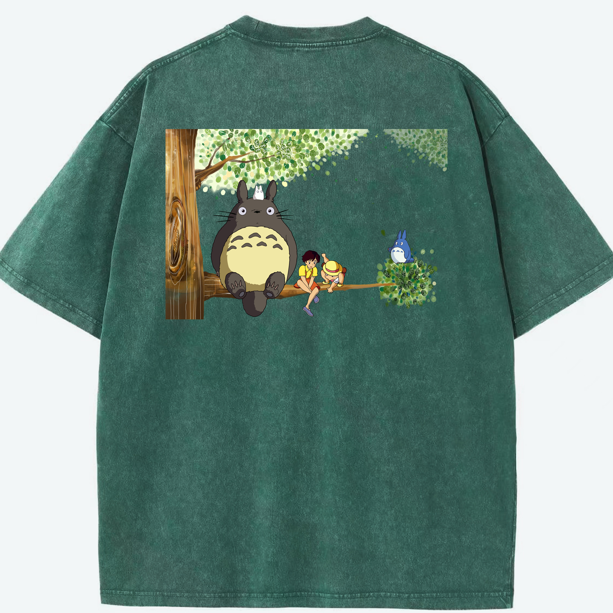 （画像用） となりのトトロ 草壁メイ 草壁サツキ My Neighbor Totoro Satsuki Kusakabe Mei Kusakabe 綿100% ヴィンテージ風 半袖Tシャツ（背面プリント）